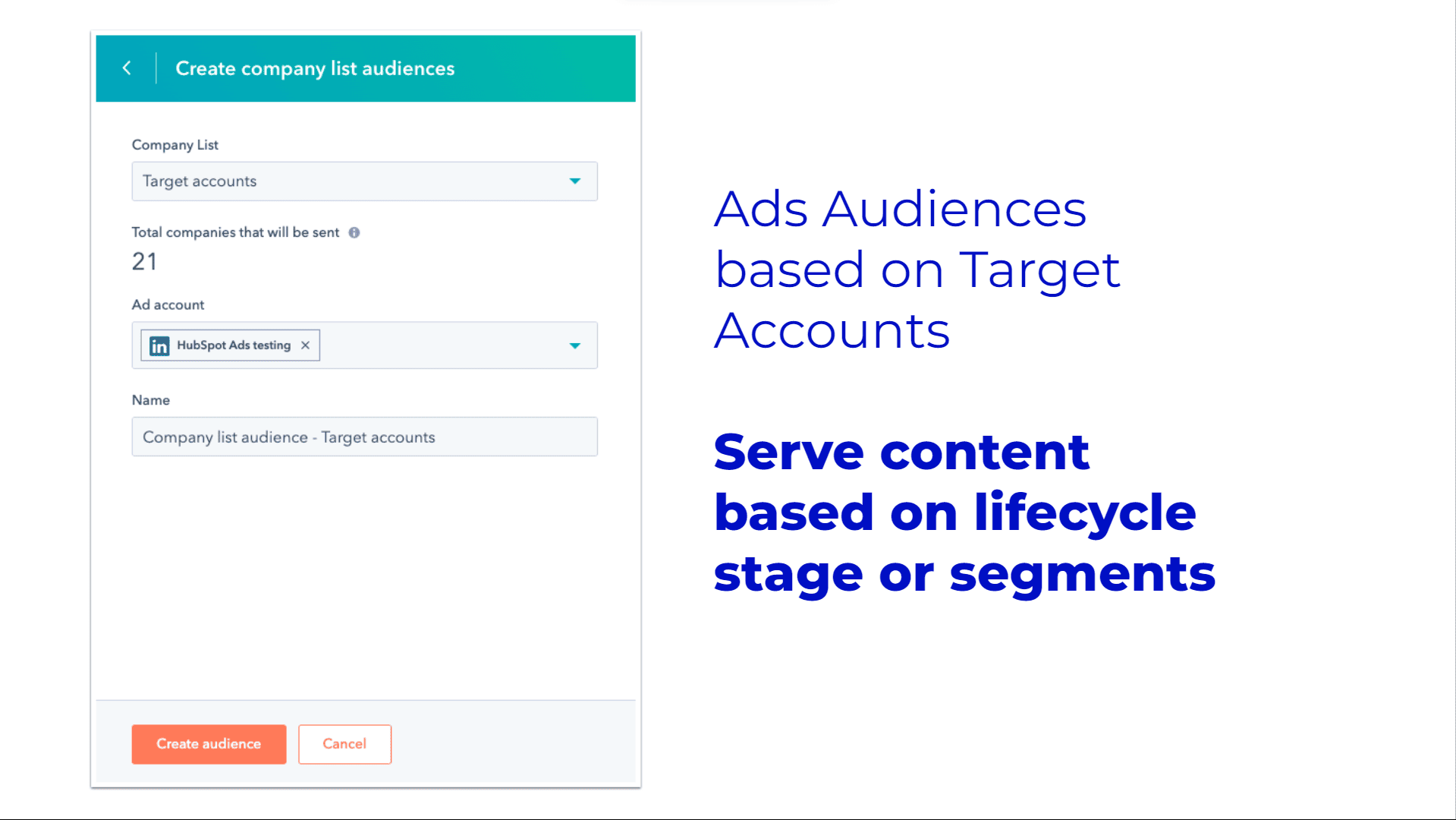 Ads matched audiences in HubSpot