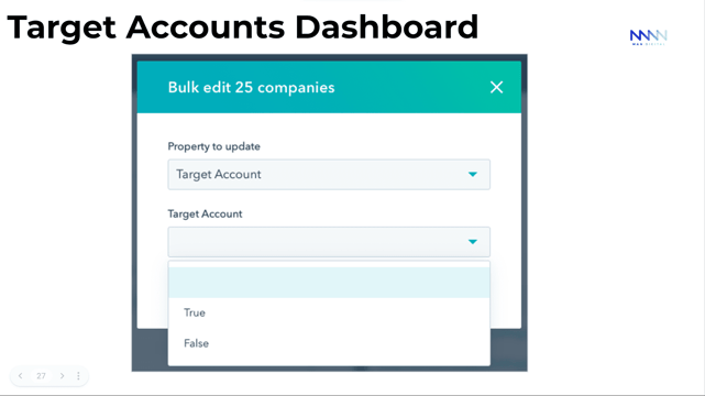 Target account dashboard in HubSpot